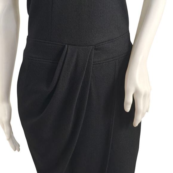 Helmut Lang Sonar Wool Drape Dress Size Small Black Sleeveless Pockets Lined - Picture 4 of 15